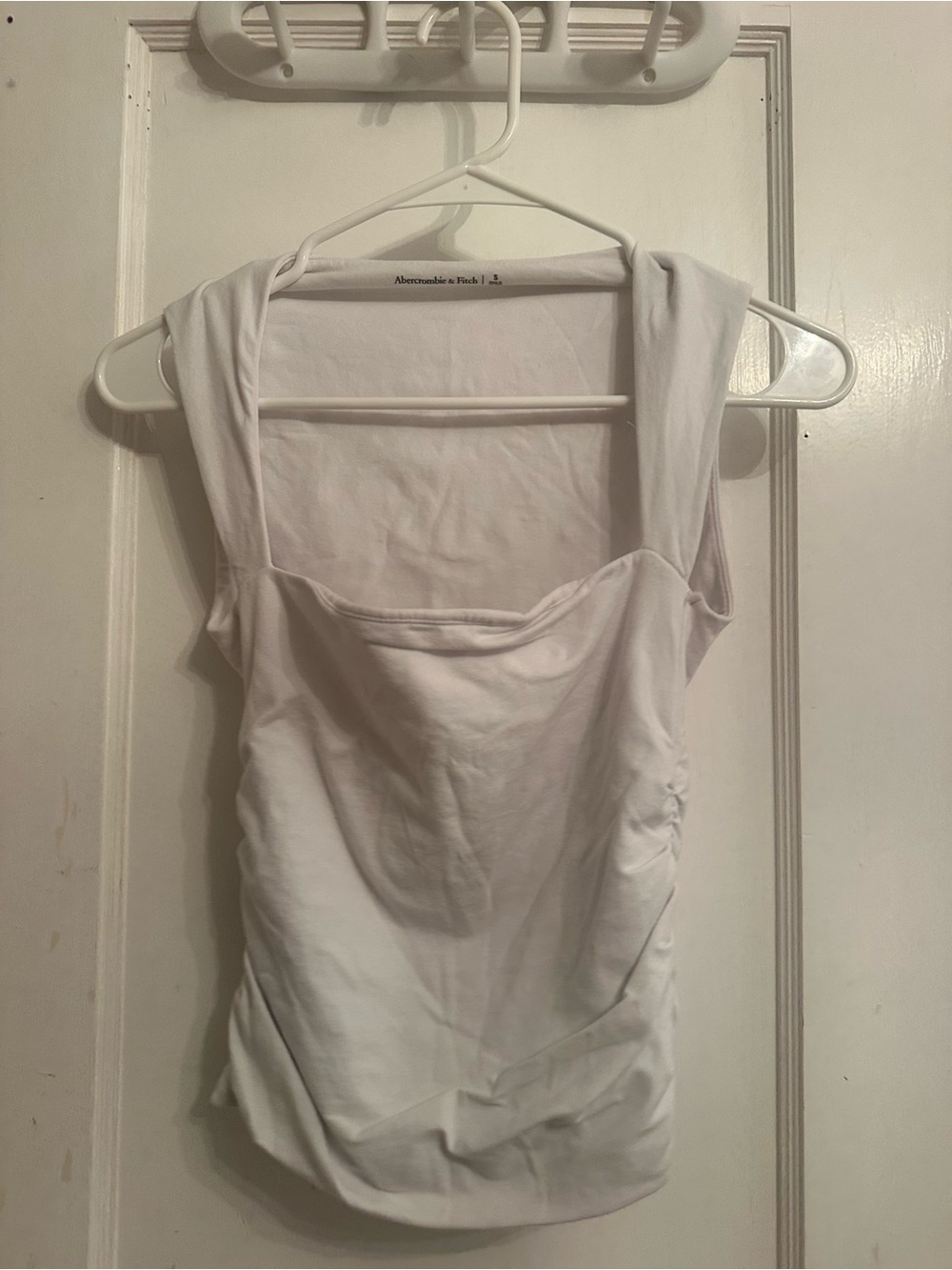Abercrombie & Fitch White Square-Neck Tank with Wide Straps
